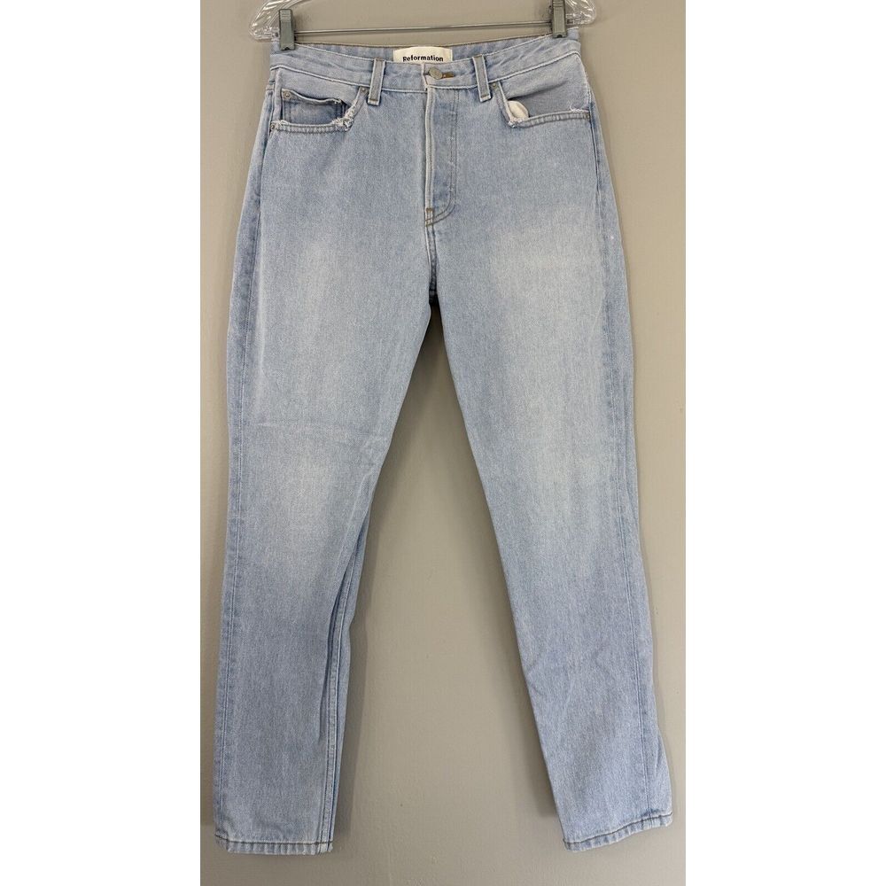 Reformation Jeans Woman's 28 French Skinny‎ Caribbean Blue Button Fly